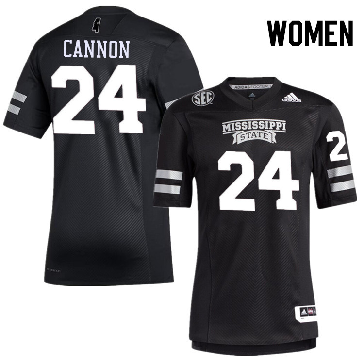 Women #24 Elijah Cannon Mississippi State Bulldogs College Football Jerseys Stitched-Black